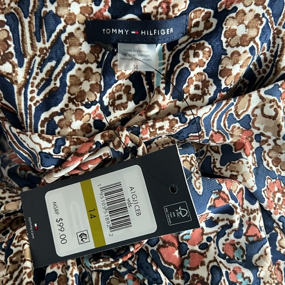 Tommy Hilfiger Womens Tie Neck Short Mini Dress, Size 14 New w/Tag - Picture 8 of 9